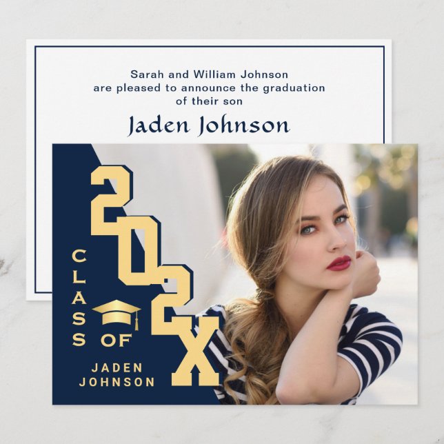 Modern Grad PHOTO Graduation Party Invitation (Front/Back)