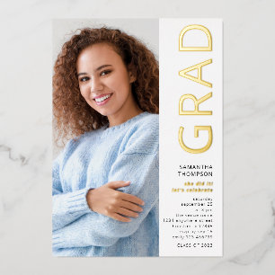 Modern Grad Photo Graduation White Gold Real
