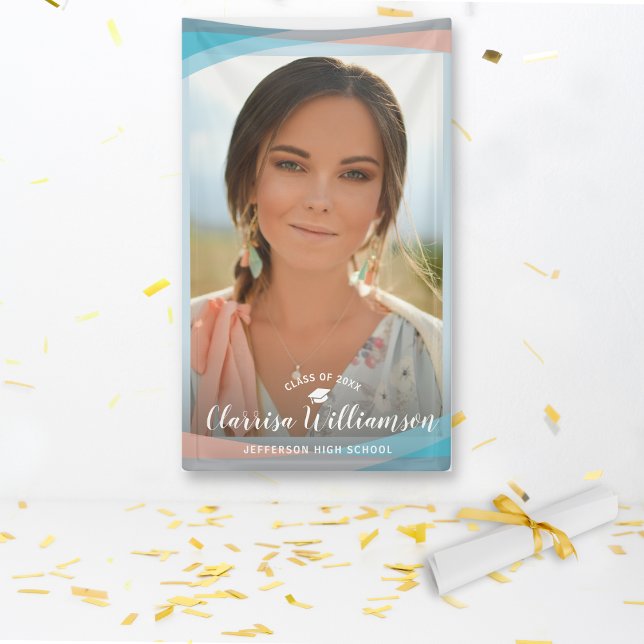 Modern Grad Photo Stylish Frame Graduation Party Banner (Creator Uploaded)