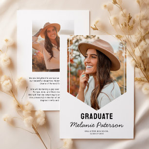 Modern Grad Sash Photo Graduation Announcement