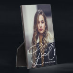 Modern Grad Script Photo Graduation Plaque<br><div class="desc">Your photo,  name,  graduation year and the word Grad in chic white lettering,  this photo plaque has a built-in easel on the back. A beautiful keepsake for your grad,  parents,  grandparents. MATCHING items in our collection.</div>