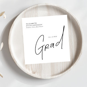 Modern Grad Script Typography Graduation Napkin