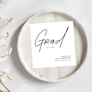 Modern Grad Script Typography Graduation Napkin