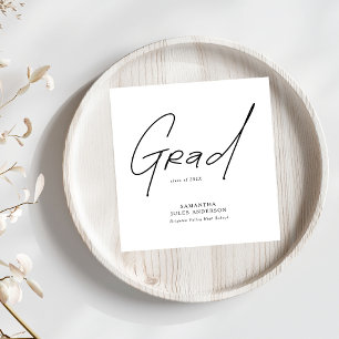 Modern Grad Script Typography Graduation Napkin