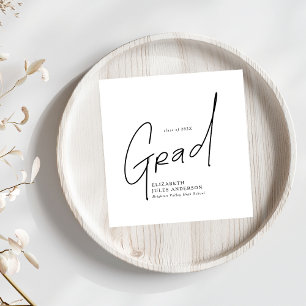 Modern Grad Script Typography Graduation Napkin