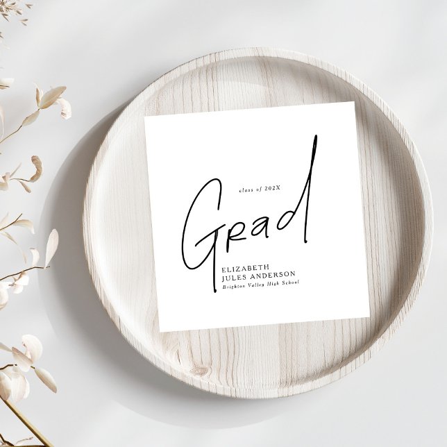 Modern Grad Script Typography Graduation Napkin (Creator Uploaded)