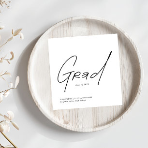 Modern Grad Script Typography Graduation Napkin