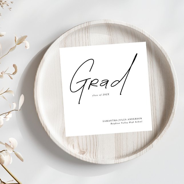 Modern Grad Script Typography Graduation Napkin (Creator Uploaded)
