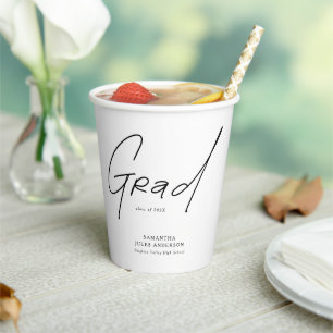 Modern Grad Script Typography Graduation Paper Cups