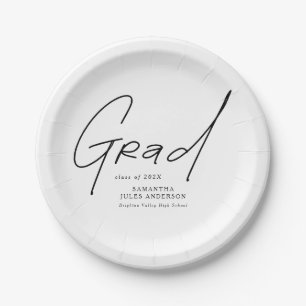 Modern Grad Script Typography Graduation Paper Plate