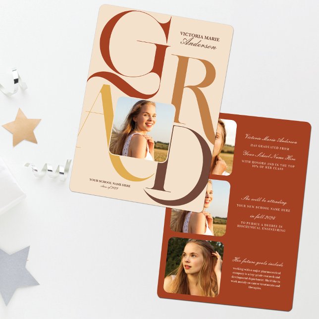 Modern Grad Typography Photo Graduation Announcement (Creator Uploaded)