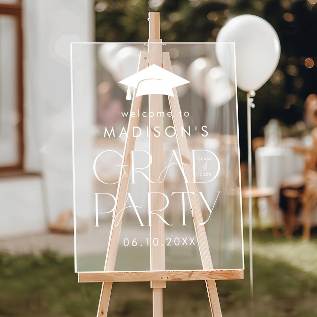 Modern Grad White Graduation Party Welcome Sign (Creator Uploaded)