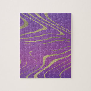 Modern Gradient and Faux Foil Swirl Jigsaw Puzzle