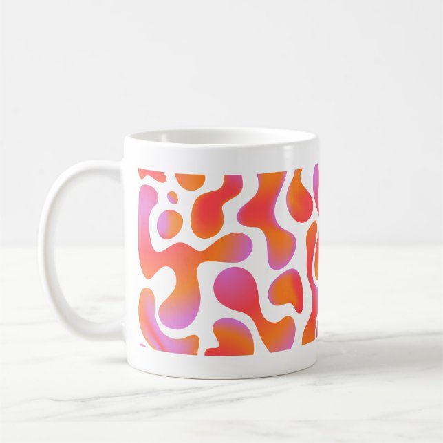 Modern Gradient Blobs Pattern in Pink and Orange Coffee Mug (Left)