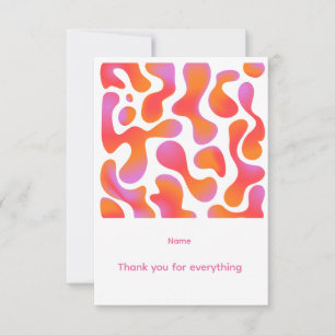 Modern Gradient Blobs Pattern in Pink and Orange Thank You Card