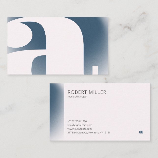 Modern Gradient Blur Noise Letter Grey Blue Business Card (Front/Back)