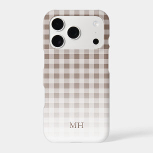 Modern Gradient Brown Gingham Minimal Monogram