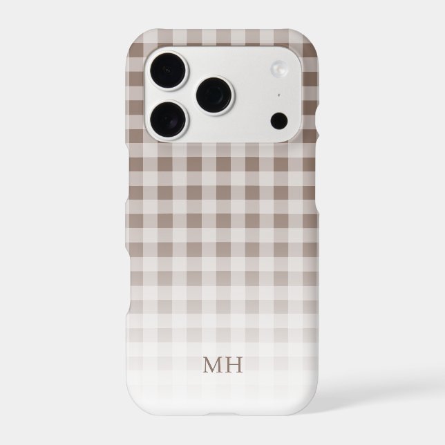 Modern Gradient Brown Gingham Minimal Monogram (Back)