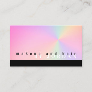 Modern gradient colorful holographic makeup & hair business card