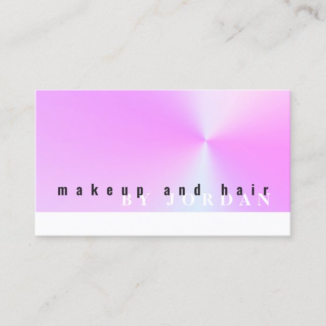 Modern gradient colourful holographic makeup & hai business card (Front)