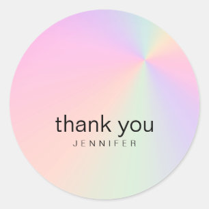 Modern gradient colourful holographic thank you classic round sticker
