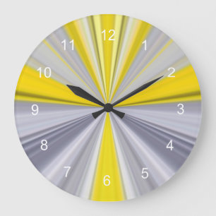 Modern Gradient Conical Stripe Yellow Grey Large Clock