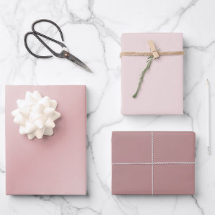 Modern Gradient Dusty Blush Mauve Solid Pink 3Set Wrapping Paper Sheet