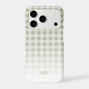 Modern Gradient Green Gingham Minimal Monogram