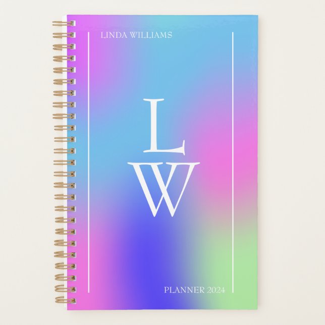 Modern Gradient Monogrammed Appointment Business Planner (Front)