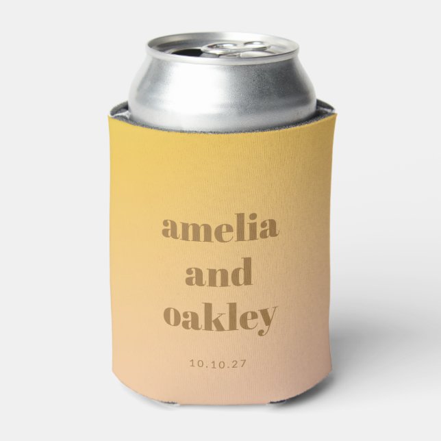 Modern Gradient Personalised Custom Wedding Favour Can Cooler (Can Front)