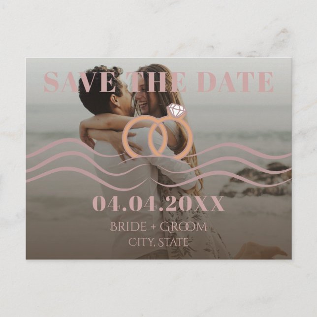 Modern Gradient Photo Save the Date Announcement Postcard (Front)