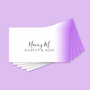 Modern gradient purple white makeup & hair business card