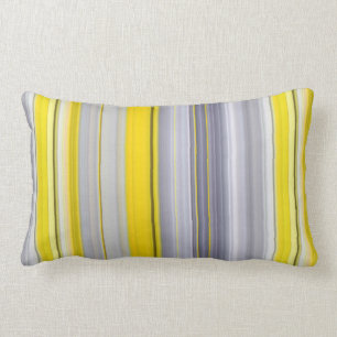 Modern Gradient Stripe Pattern Yellow Grey Lumbar Cushion