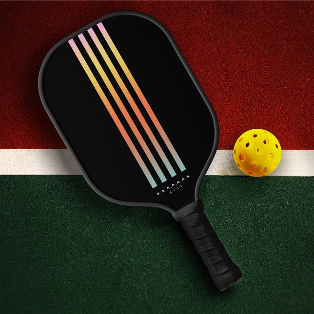 Modern Gradient Stripes Pickleballer Summer Tan Pickleball Paddle (Modern Gradient Stripes Custom Name Summer Orange Pickleball Paddle
)