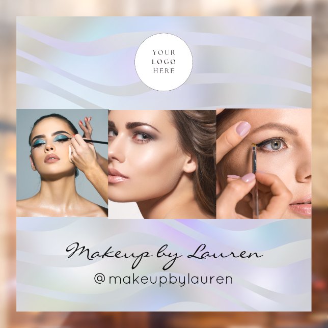 Modern Gradient Waves Black Script Logo Photo Window Cling (Sheet 2)