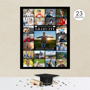 Modern Graduate 23 Photo Collage Custom Colour Poster
