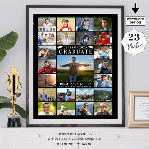 Modern Graduate 23 Photo Collage Custom Colour Poster