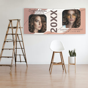 Modern Graduate 2 Photo Collage Graduation Banner