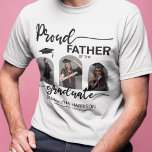 Modern Graduate | 3 Arched Photo Collage T-Shirt<br><div class="desc">Celebrate your graduate with these modern, arched 3 photo proud father tshirts. Featuring a white backgound, script which reads 'PROUD FATHER OF THE GRADUATE', your favourite graduation photo's in the shape of arches and personalised with their name, your school/college name and the class of 20XX. The design can be transferred...</div>