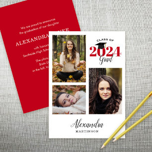 Modern Graduate 3 Photo Graduation Announcement