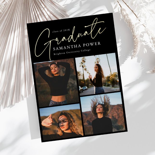 Modern Graduate 4 Photos Graduation Announcememts (Creator Uploaded)