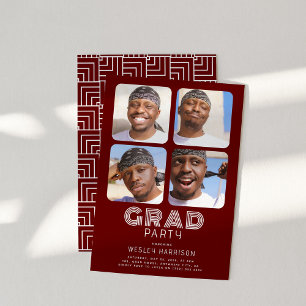Modern Graduate 4x photo collage GRAD Party Invitation
