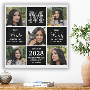 Modern Graduate 5 Photo Collage Graduation Faux Canvas Print