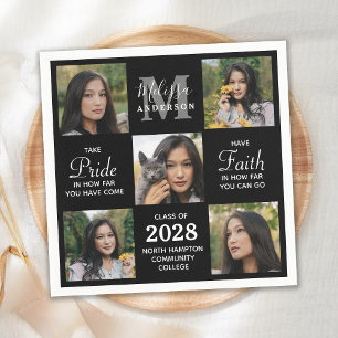 Modern Graduate 5 Photo Collage Graduation Napkin