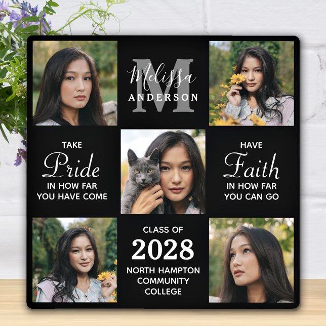 Modern Graduate 5 Photo Collage Graduation Plaque (Creator Uploaded)