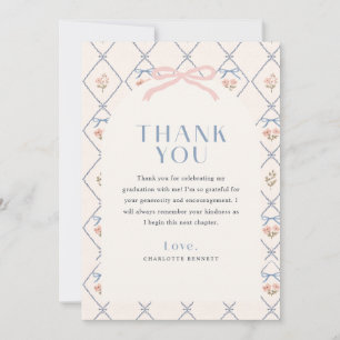 Modern Graduate Arch Photo Bow Floral Graduation Thank You Card