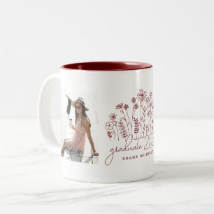 Modern Graduate Blooming Wildflower Graduation Two-Tone Coffee Mug