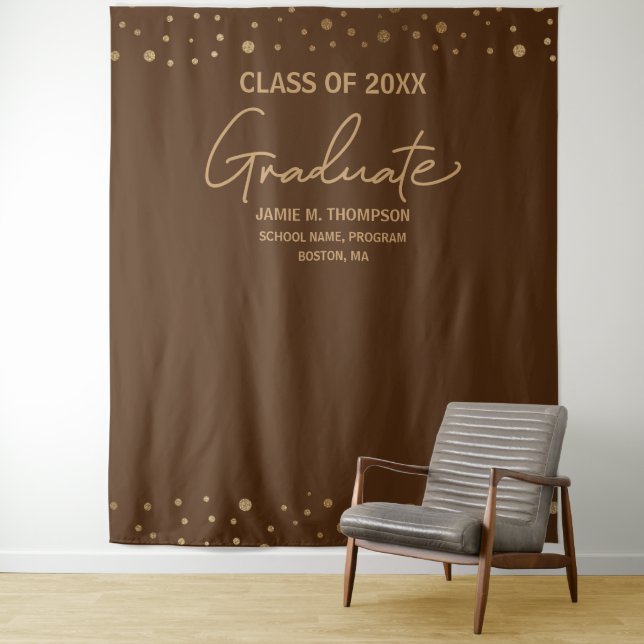 Modern Graduate brown gold school colours Tapestry (In Situ)
