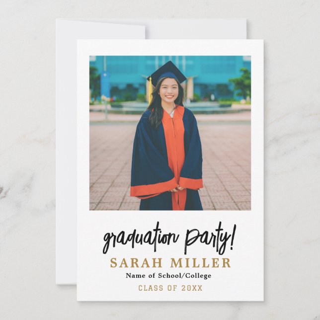 Modern Graduate Cap 2 Photo Graduation Announcemen Announcement (Front)