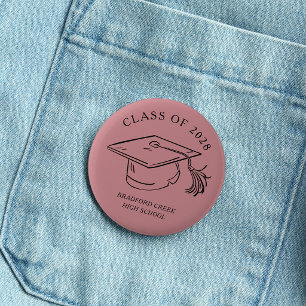 Modern Graduate Cap Doodle Class of Graduation 6 Cm Round Badge